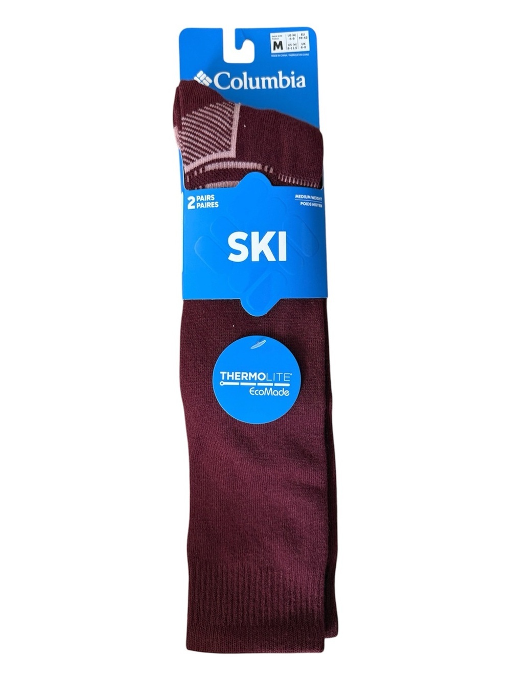 Columbia Size Medium Thermolite Over The Calf Ski Socks 2 Pairs